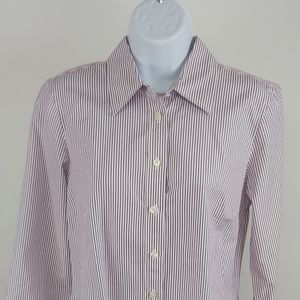 J Crew women Stripe purple/white shirt long sleeve